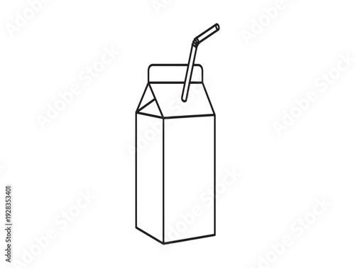 A simple line drawing of a milk carton with a straw