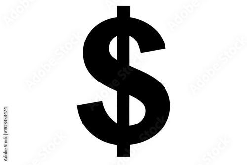 dollar sign on a white background, dollar sign  silhouette vector