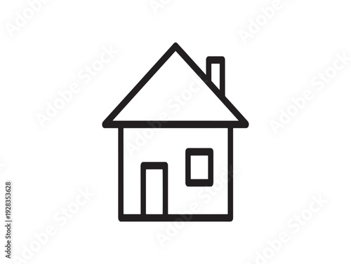 Simple line drawing of a house with a chimney and window