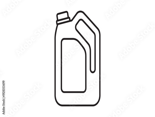 A black line drawing of an oil or liquid container with a handle