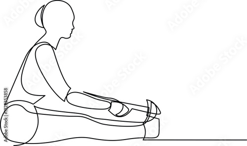 Person performing a seated forward bend yoga pose on a mat Vector