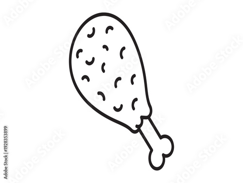 A simple line drawing of a cooked chicken leg