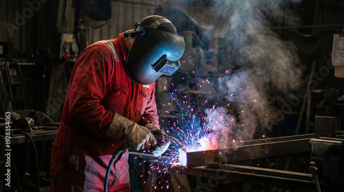 Wallpaper Mural A welder working on a metal structure in a workshop Torontodigital.ca