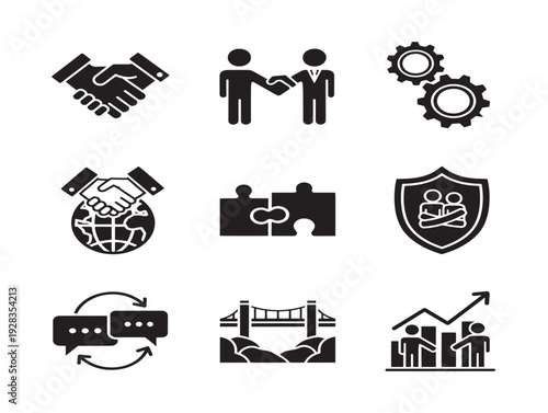 Creative and Luxurious Business Partnership Icon Collection