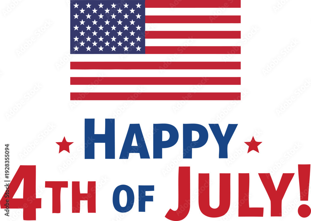Obraz premium American flag waving with festive text celebrating the fourth of july