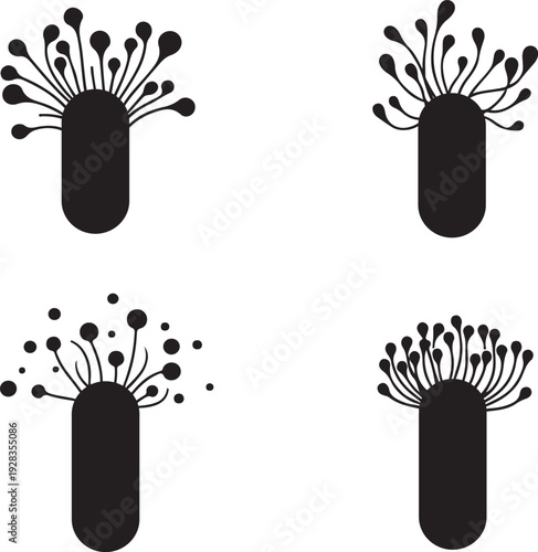 Abstract organic silhouette vector design elements set of stylized flora or microscopic life forms for modern graphic projects