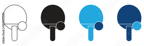 Ping pong icon set. Table tennis racket in game paddle. Tournament symbol. Ping-pong racket with ball,  vector illustration.