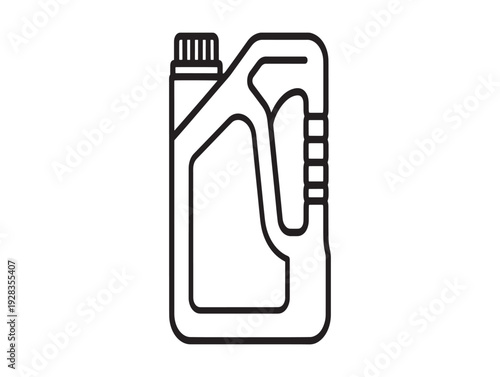 A black and white line drawing of a plastic bottle with a cap