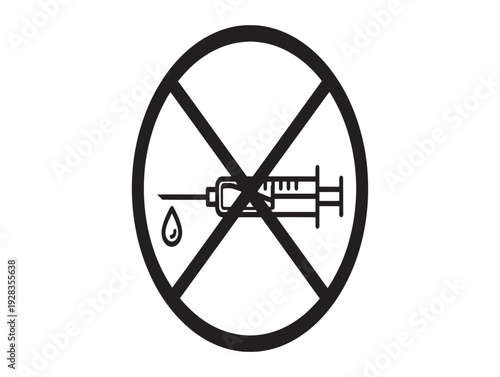 Prohibition sign for injection or vaccination