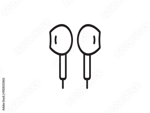 Wallpaper Mural A line drawing of two earbuds with oval shaped designs and cables Torontodigital.ca