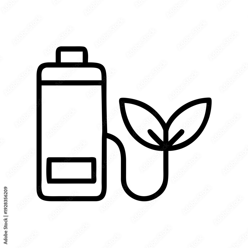 Obraz premium Battery With Plug And Leaf for web and graphic design