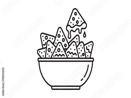 A bowl of nachos with melted cheese on top