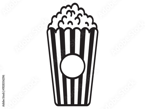 Wallpaper Mural A black and white illustration of a popcorn bucket filled with fluffy popcorn Torontodigital.ca