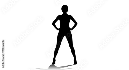 A confident figure stands with hands on hips and feet shoulder-width apart illustration