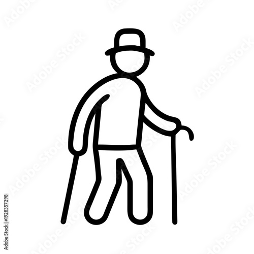 Elderly Man With Hat And Cane for web and graphic design