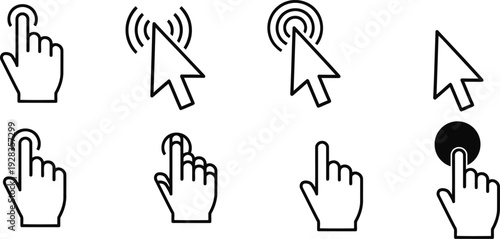 Computer mouse and touch gestures icons