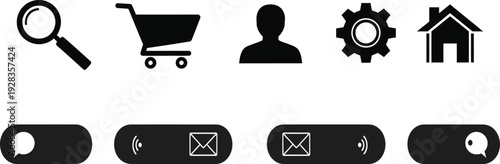 Collection of web interface icons for navigation and settings