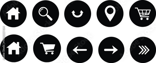 Collection of web navigation and e commerce icons