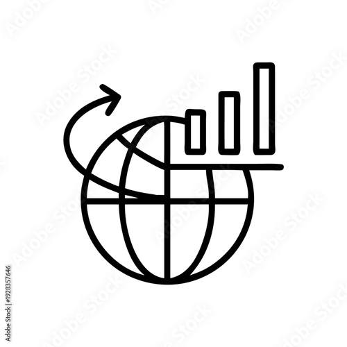 Globe With Bar Chart for web and graphic design