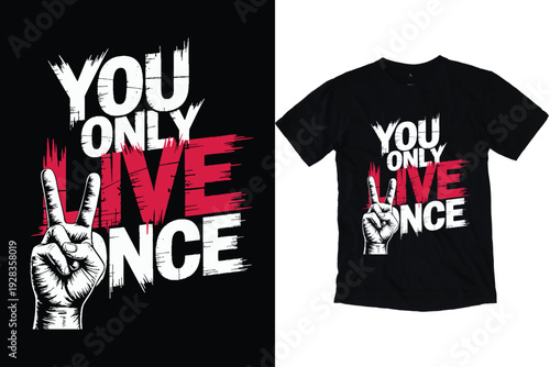 Bold "You Only Live Once" Peace Sign T-Shirt Design