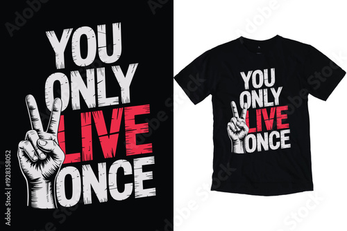 Bold "You Only Live Once" Peace Sign T-Shirt Design