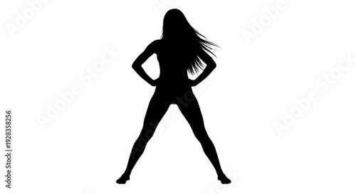 Silhouette of a woman dancing with flowing hair
