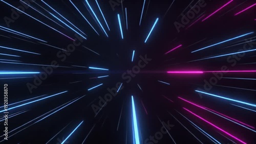 Abstract Neon Light Speed Tunnel Background Animation.