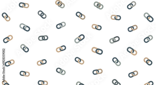Repeating pattern of interlinked chain links in neutral tones on white background