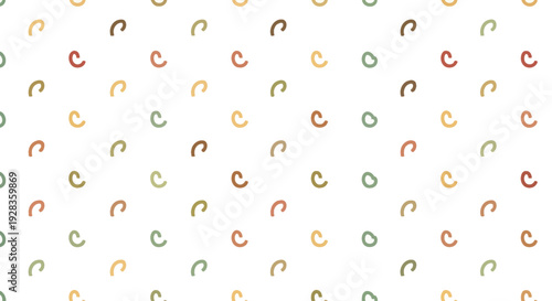Abstract scattered simple curves and circles pattern in muted pastel colors on white background