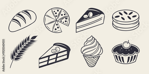 Assorted pastries and desserts displayed in a delightful arrangement Vector