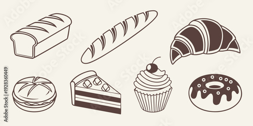Assorted pastries and desserts displayed in a delightful arrangement Vector
