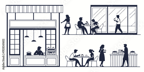 A diverse group of people enjoying various activities in a modern urban setting Vector