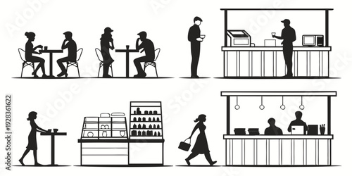 A series of illustrations depicting various office activities and scenarios Vector