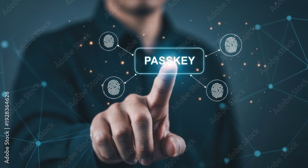 Naklejka premium Businessman's finger touches digital interface with