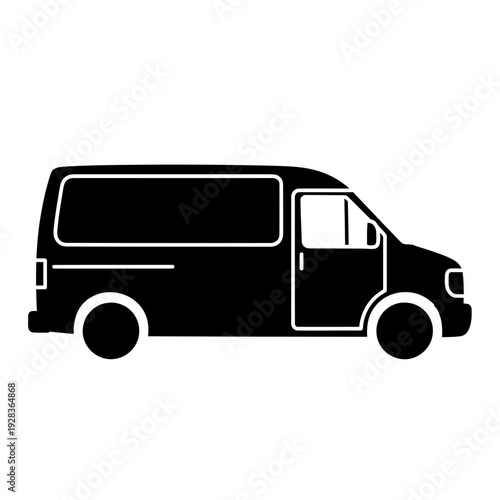 Side‐View Van Silhouette Icon

