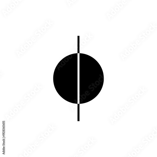 Abstract geometric symbol with vertical line dividing a circle