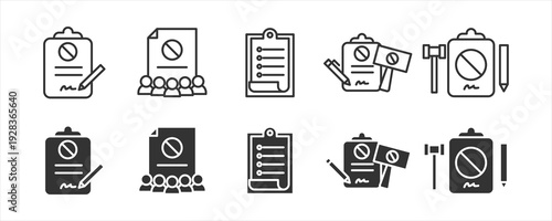Petition Document Signature Icon Set