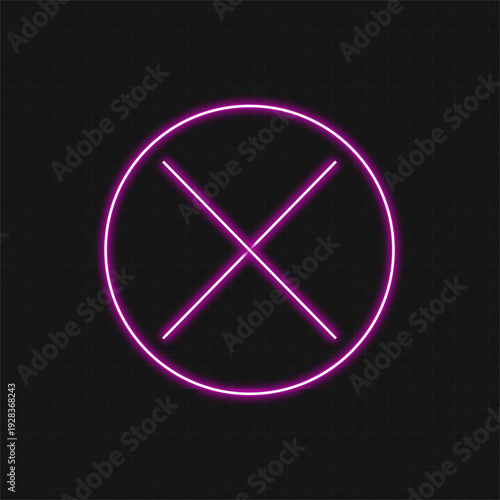 Neon glowing prohibition symbol against a dark background
