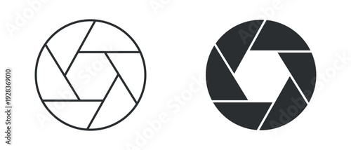 Camera aperture icon set, photography shutter symbol, lens diaphragm vector illustration . 
