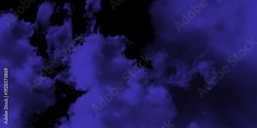 Abstract swirling clouds of vibrant blue and black smoke or fog illuminated against a deep black background, Old vintage grunge pattern distressed bright blue paper. decorative pattern background. 