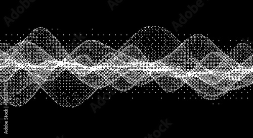 Abstract sound wave with glitch and pixelated effect dither