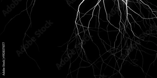 A striking image of white lightning against a dark background, showcasing natural energy. White lightning illuminates dark sky nature electrifying power and intense energy.