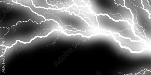 A striking image of white lightning against a dark background, showcasing natural energy. White lightning illuminates dark sky nature electrifying power and intense energy.