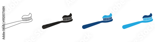 Toothbrush  icon set. Toothbrush with toothpaste symbol isolated on white background. Vector illustration.