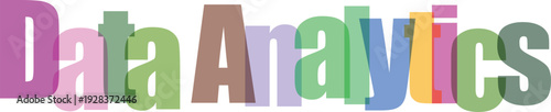 Colorful Overlapping 'Data Analytics' Text on White Background