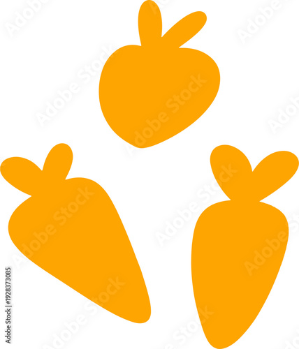 Stylized Orange Carrot and Fruit Shapes Vector Illustration