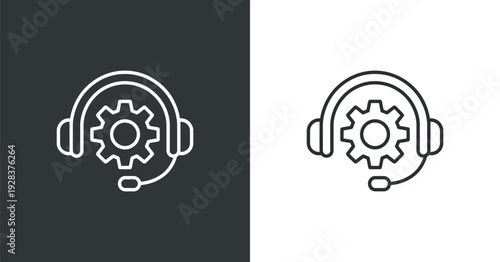Headset with Gear Icon Symbolizing Technical Support and Customer Service Operations