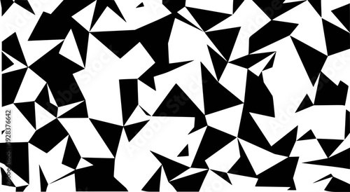 Black and white abstract geometric pattern with sharp angular shapes and sharp edges