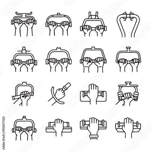 Fitness Machine Grips and Handles Vector Icons Set