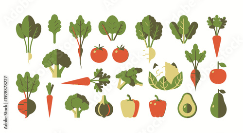 Fresh vegetable collection illustration isolated on white background for design